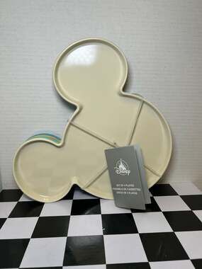 Disney Mickey Mouse Icon Melamine Plate Set - Multicolor Set of 4